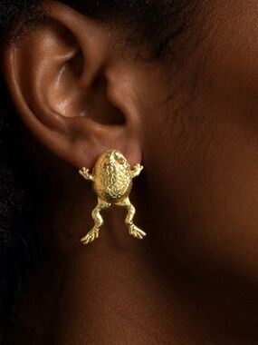 Gold Frog Drop Earrings - Women Jewelry
